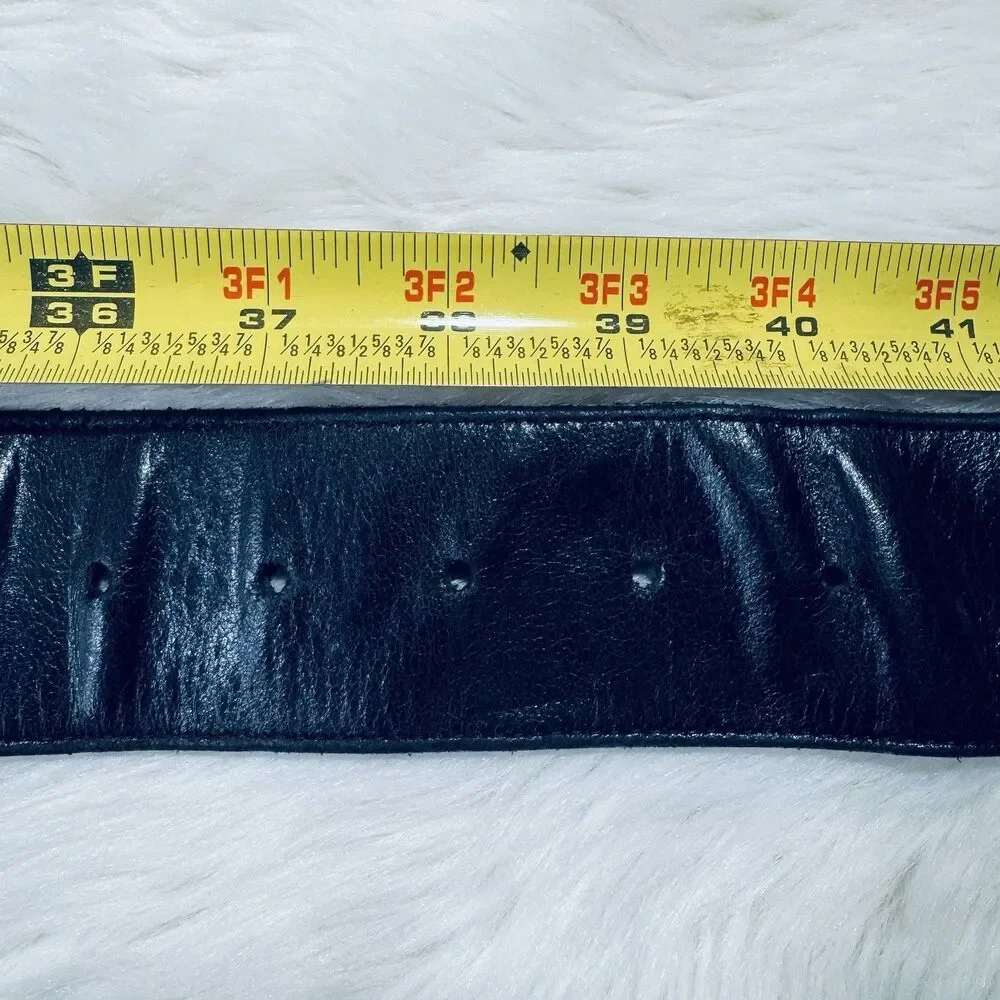 Vintage Mikki G Black Leather Jeweled Belt Bag Detachable XL 36-40 Waist USA